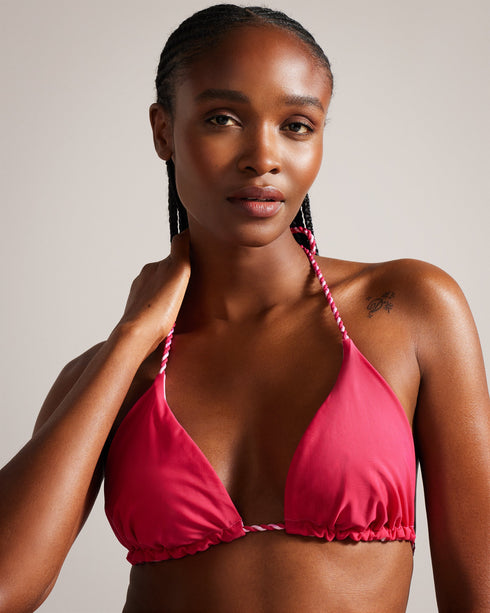 ALANIAA-Swimwear-Holiday essentials: sun, sand and ALANIAA. Double up your beachside look with this classic halter neck style, whether you're lounging by the pool or riding the waves. Triangle bikini top Halter neck Floral print Striped tie fastening Tassel details Metal hardware Reversible- Ted Baker Romania